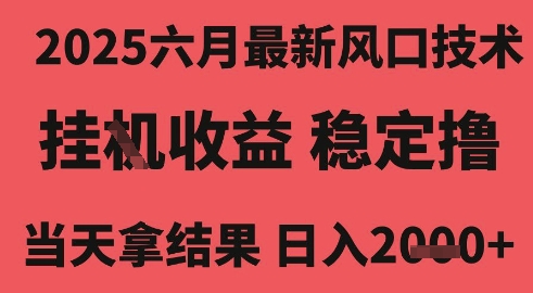 2025六月最新风口技术，无人挂G撸礼物，长期稳定 一个小时收益2k+，小白当天拿结果【揭秘】-网创资源库