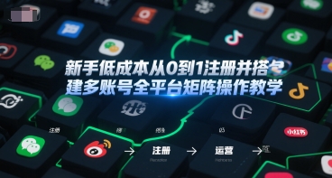新手低成本从0到1注册并搭建多账号全平台矩阵操作教学，手机号-邮箱-IP-工具-网创资源库