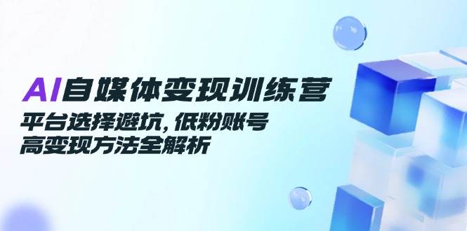 AI自媒体变现训练营，平台选择避坑，低粉账号高变现方法全解析-网创资源库