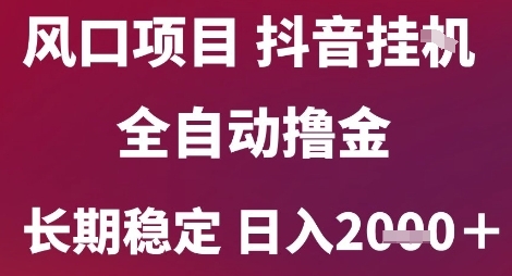 风口项目，六月最新玩法抖音无人挂G，全自动撸金，长期稳定 日入2k+【揭秘】-网创资源库