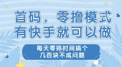 首码零撸项目，有快手就可以做，每天业务时间搞个几张不是问题【揭秘】-网创资源库