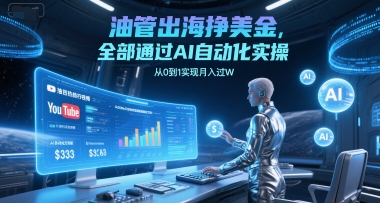 油管出海挣美金，全部通过AI自动化实操，从0到1实现月入过W-网创资源库
