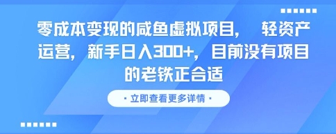 零成本变现的咸鱼虚拟项目， 轻资产运营，新手日入3张+，目前没有项目的老铁正合适-网创资源库