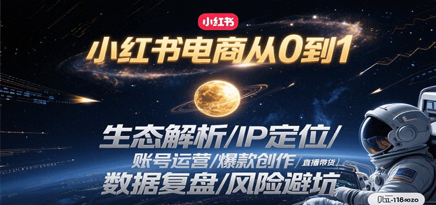 小红书电商从0到1：生态解析/IP定位/ 账号运营/爆款创作/直播带货/数据复盘/风险避坑-网创资源库