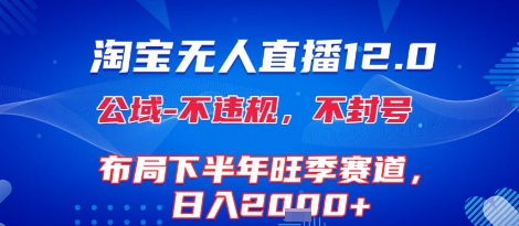 淘宝无人直播12.0，不封号，不违规，布局下半年旺季赛道，日入1k+(独家技术)【揭秘】-网创资源库
