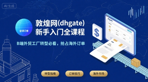敦煌网(dhgate)新手入门全课程，B端外贸工厂转型必看，抢占海外订单-网创资源库