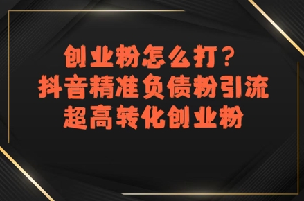 创业粉怎么打？抖音精准负债粉引流，超高转化创业粉-网创资源库