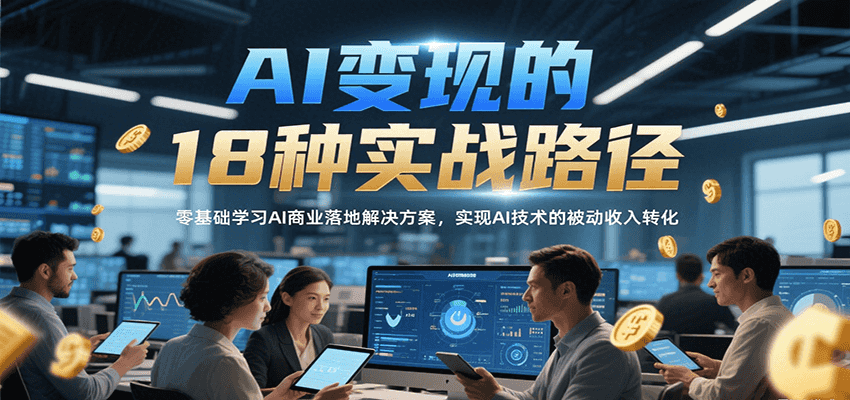 AI变现的18种实战路径，零基础学习AI商业落地解决方案，实现AI技术的被动收入转化-网创资源库