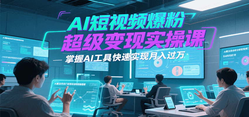 AI短视频爆粉超级变现实操课，掌握AI工具快速实现月入过万-网创资源库