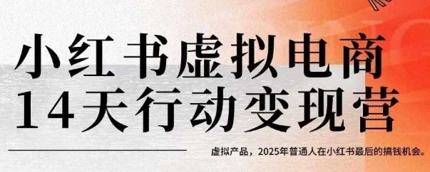 小红书虚拟电商14天变现训练营，虚拟产品，2025年普通人在小红书最后的搞钱机会-网创资源库