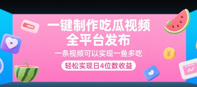 一键制作吃瓜视频，全平台发布，一条视频可以实现一鱼多吃，轻松实现日4位数收益【揭秘】-网创资源库
