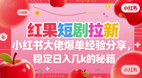 红果短剧拉新小红书大佬爆单经验分享，稳定日入几k的秘籍-网创资源库