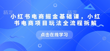 小红书电商掘金课，小红书电商项目玩法全流程拆解（更新7月）-网创资源库