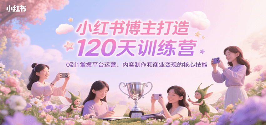小红书博主打造120天训练营，0到1掌握平台运营、内容制作和商业变现-网创资源库