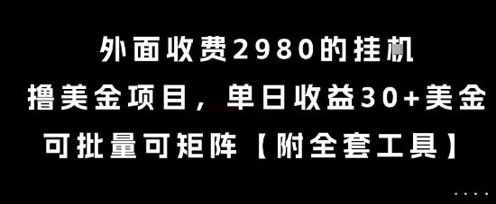 外面收费2980的挂G撸美金项目，单日收益30+美金，可批量可矩阵【揭秘】-网创资源库