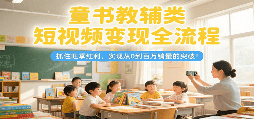 童书教辅类短视频变现全流程，抓住旺季红利，实现从0到百万销量的突破！-网创资源库