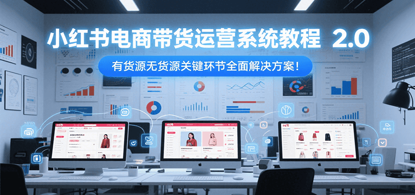 小红书电商带货运营系统教程2.0，有货源无货源关键环节全面解决方案！-网创资源库