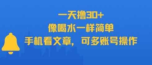 一天撸30+，像喝水一样简单，手机看文章，可多账号操作-网创资源库