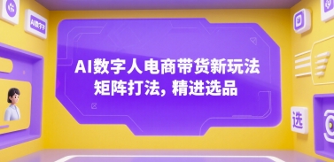AI数字人电商带货新玩法，矩阵打法，精进选品-网创资源库