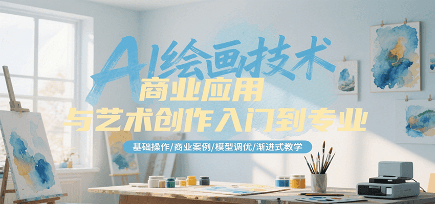 AI绘画技术商业应用与艺术创作入门到专业，基础操作/商业案例/模型调优/渐进式教学-网创资源库