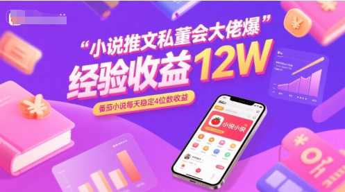 小说推文私董会大佬爆单经验分享收益12W，番茄小说每天稳定4位数收益-网创资源库