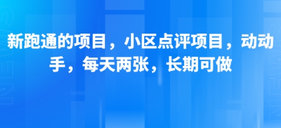 新跑通的项目，小区点评项目，动动手，每天两张，长期可做-网创资源库