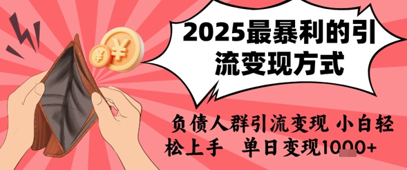 2025年最暴利的引流变现方式，负债人群引流变现，小白轻松上手，日入1k-网创资源库