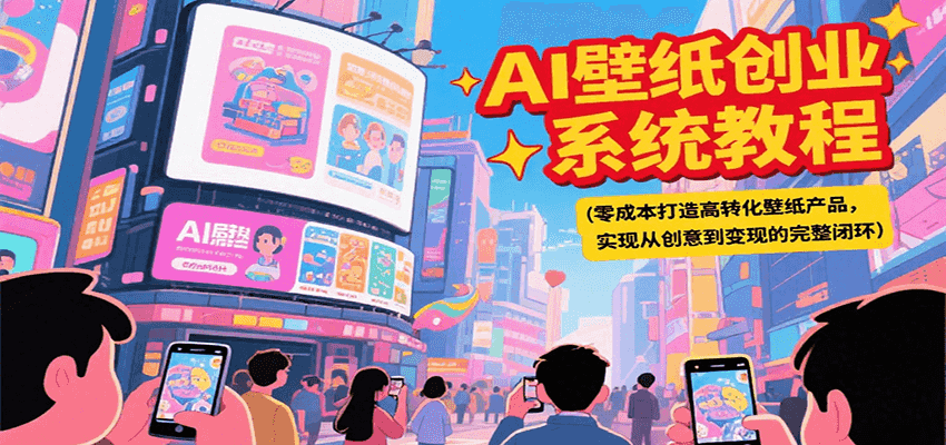 AI壁纸创业系统教程，零成本打造高转化壁纸产品，实现从创意到变现的完整闭环-网创资源库