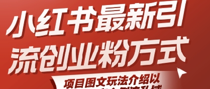 小红书最新引流创业粉方式，项目图文玩法介绍以及如何安全倒流私域-网创资源库
