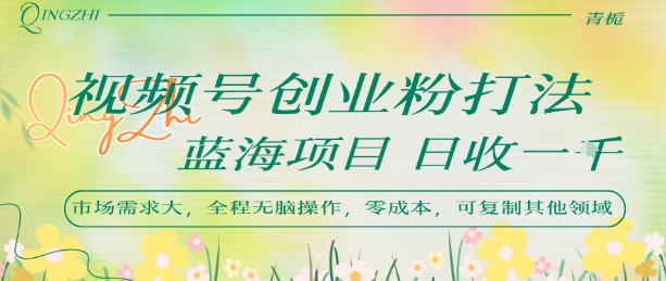 视频号创业粉打法，日入1k，蓝海项目，市场需求大，全程无脑操作，可复制-网创资源库