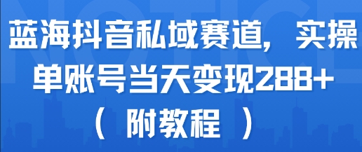 蓝海抖音私域赛道，实操单账号当天变现288+(附教程)-网创资源库