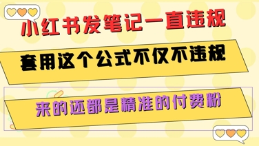 小红书发笔记一直违规，套用这个公式不仅不违规，来的还都是精准的付费粉-网创资源库