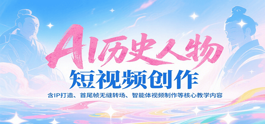 AI历史人物短视频创作，含IP打造、首尾帧无缝转场、智能体视频制作等核心教学内容-网创资源库