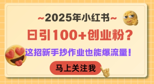 2025年小红书日引100+创业粉？这招新手抄作业也能爆流量！-网创资源库