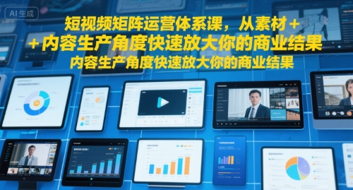 短视频矩阵运营体系课，从素材+内容生产角度快速放大你的商业结果-网创资源库