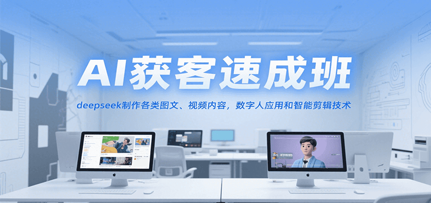 AI获客速成班，deepseek制作各类图文、视频内容，数字人应用和智能剪辑技术-网创资源库
