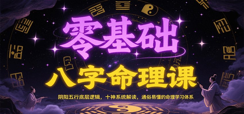 零基础八字命理课：阴阳五行底层逻辑，十神系统解读，通俗易懂的命理学习体系-网创资源库