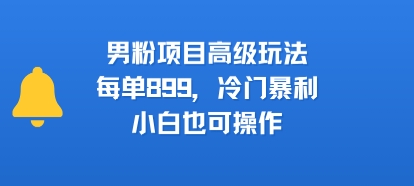 男粉项目高级玩法，每单899，冷门暴利，小白也可操作-网创资源库