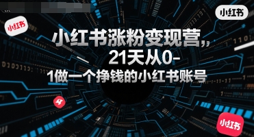 小红书涨粉变现营，21天从0-1做一个挣钱的小红书账号-网创资源库