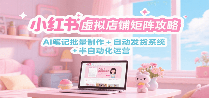 小红书虚拟店铺矩阵攻略：AI笔记批量制作 + 自动发货系统 + 半自动化运营-网创资源库