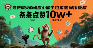 最新爆火的峨眉山猴子短视频制作教程，条条点赞10w+，谁做谁火【教程+提示词】-网创资源库