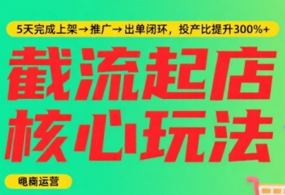 淘宝截流快速起店玩法，掌握暴力快速起店的流程，5天完成上架-推广-出单闭环-网创资源库