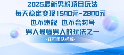 2025最新男粉项目玩法每天变现1k+也不违规也不会封号男人最懂男人的玩法-网创资源库