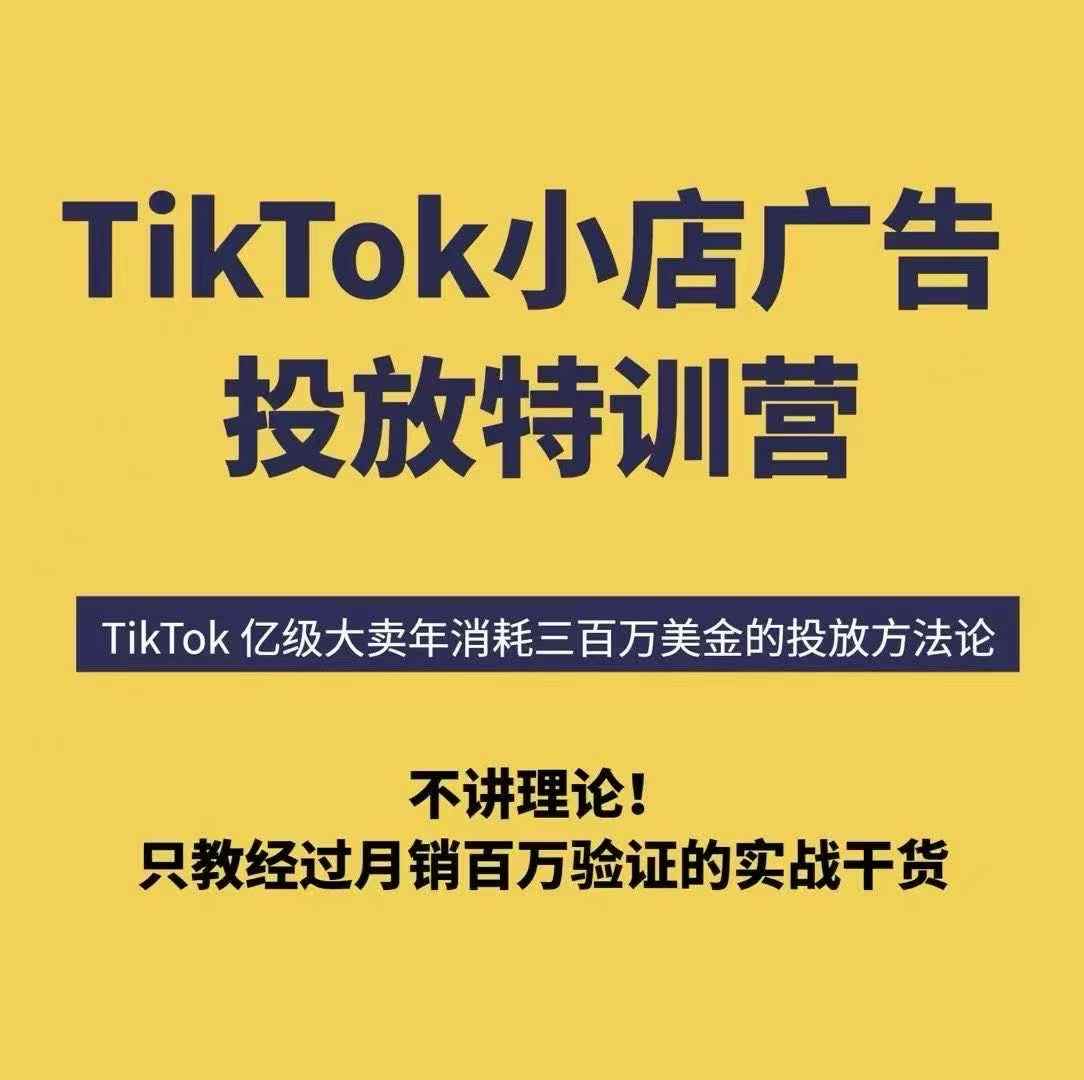 TikTok小店广告投放特训营，6天破局计划专治各种“投不动”，教你经过月销百万验证的实战干货-网创资源库