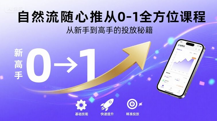 自然流随心推从0-1全方位课程，从新手到高手的投放秘籍-网创资源库