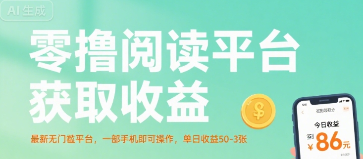 零撸阅读平台获取收益，最新无门槛平台，一部手机即可操作，单日收益50-3张【揭秘】-网创资源库