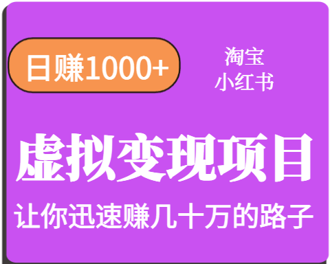 淘宝OR小红书虚拟变现，日赚1000+，多账号操作年收入几十W不等-网创资源库