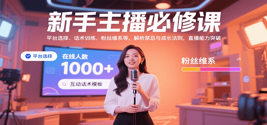 新手主播必修课：平台选择、话术训练、粉丝维系等，解析禁忌与成长法则，突破直播能力-网创资源库