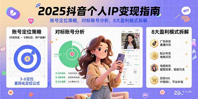2025抖音个人IP变现指南，账号定位策略，对标账号分析，8大盈利模式拆解-网创资源库