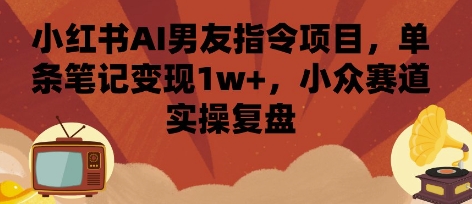 小红书AI男友指令项目，单条笔记变现1w+，小众赛道实操复盘-网创资源库